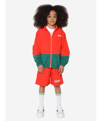 KENZO Boys Bicolour Zip Up Cardigan in Red Faites des économies