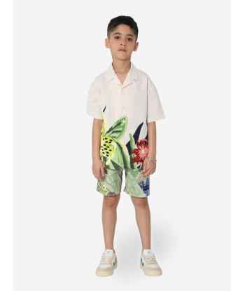 KENZO Boys Short Sleeve Tropical Shirt in Cream Toutes les collections ici