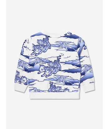 KENZO Boys Tiger Print Sweatshirt in White Fin de série