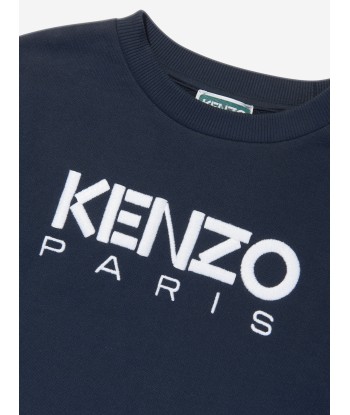 KENZO Boys Embroidered Logo Sweatshirt in Navy en linge