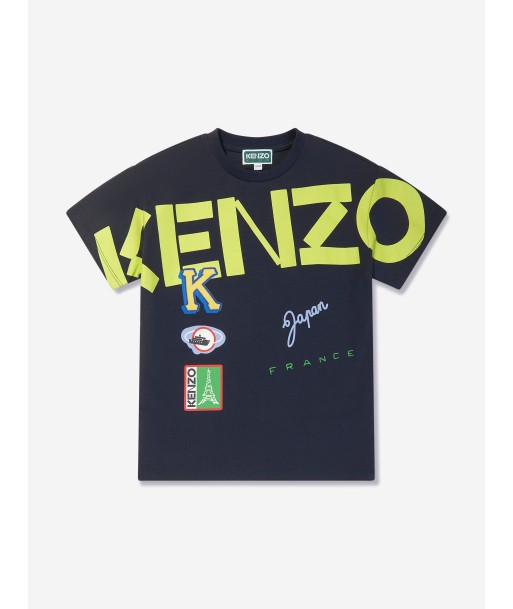 KENZO Boys Organic Cotton Logo T-Shirt in Navy du meilleur 