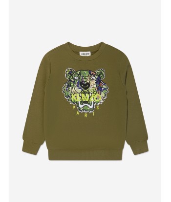 KENZO Boys Tiger Sweatshirt in Green les muscles