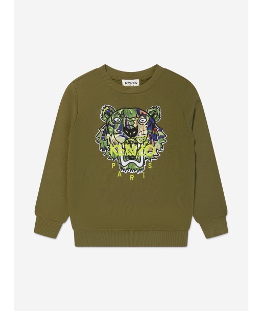 KENZO Boys Tiger Sweatshirt in Green les muscles