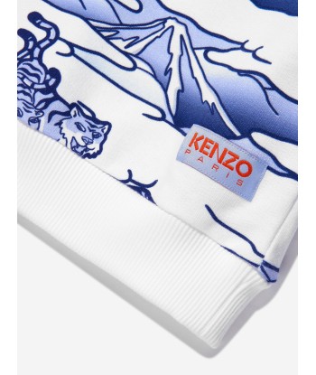 KENZO Boys Tiger Print Sweatshirt in White Fin de série