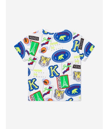 KENZO Boys Badge Print T-Shirt in White Fin de série