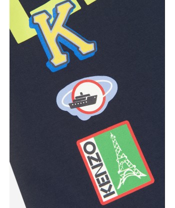 KENZO Boys Organic Cotton Logo T-Shirt in Navy du meilleur 