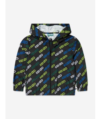 KENZO Kids Hooded Logo Windbreaker in Black à prix réduit toute l'année