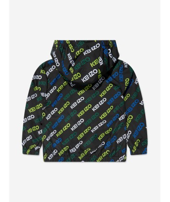 KENZO Kids Hooded Logo Windbreaker in Black à prix réduit toute l'année