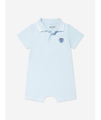 KENZO Baby Boys Organic Cotton Tiger Polo Romper in Blue Par le système avancé 