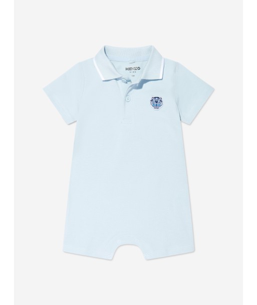 KENZO Baby Boys Organic Cotton Tiger Polo Romper in Blue Par le système avancé 