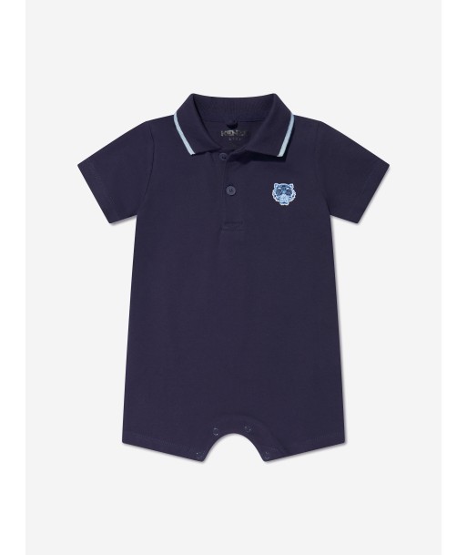 KENZO Baby Boys Organic Cotton Tiger Polo Romper in Navy la livraison gratuite