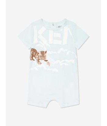 KENZO Baby Boys Organic Cotton Tiger Romper in Blue acheter en ligne