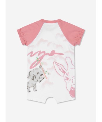 KENZO Baby Girls Organic Cotton Tiger Romper in White Les magasins à Paris