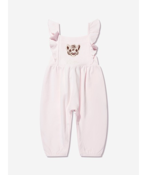 KENZO Baby Girls Organic Cotton Tiger Dungarees in Pink france