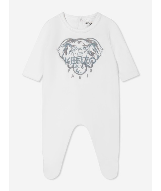 KENZO Baby Organic Cotton Elephant Babygrow in White du meilleur 