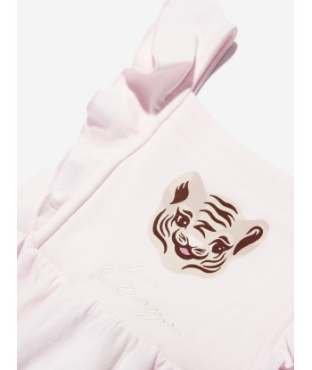 KENZO Baby Girls Organic Cotton Tiger Dungarees in Pink france