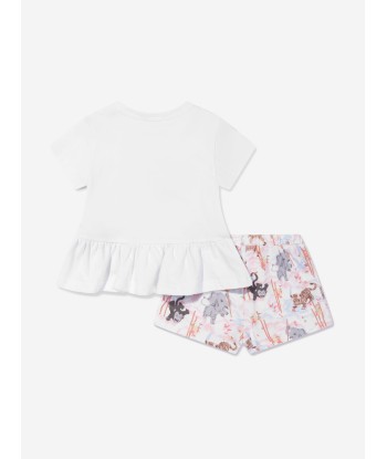 KENZO Baby Girls Organic Cotton T-Shirt And Shorts Set in White À commander