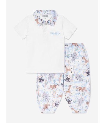 KENZO Baby Boys Polo Shirt And Trousers Set in White plus qu'un jeu 