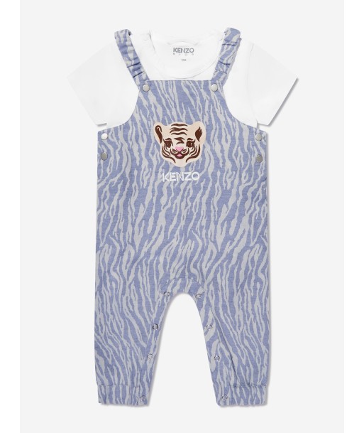 KENZO Baby Boys Organic Cotton T-Shirt And Dungarees Set in Blue online