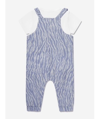 KENZO Baby Boys Organic Cotton T-Shirt And Dungarees Set in Blue online