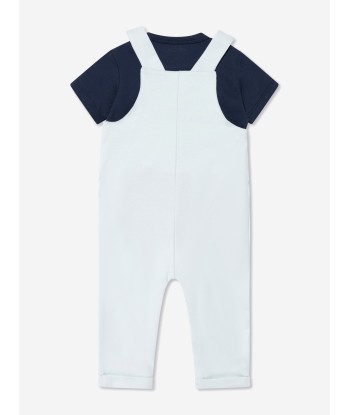 KENZO Baby Boys Organic Cotton T-Shirt And Dungarees Set in Blue en linge