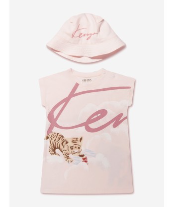 KENZO Baby Girls Organic Cotton Dress And Hat Set in Pink Le MVP de beaucoup