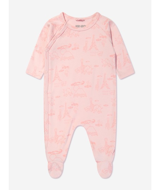 KENZO Baby Girls Organic Cotton Babygrow Set in Pink destockage