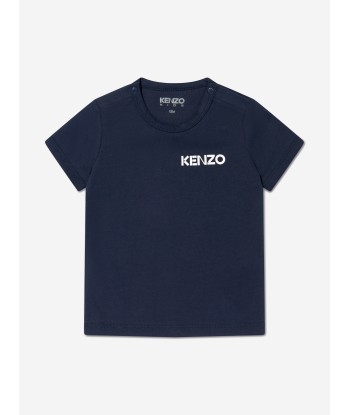 KENZO Baby Boys Organic Cotton T-Shirt And Dungarees Set in Blue en linge