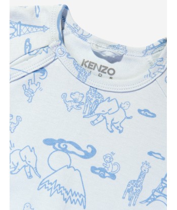 KENZO Baby Boys Organic Cotton Babygrow Set in Blue de pas cher