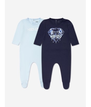 KENZO Baby Girls Organic Cotton 2 Piece Babygrow Set in Blue outlet