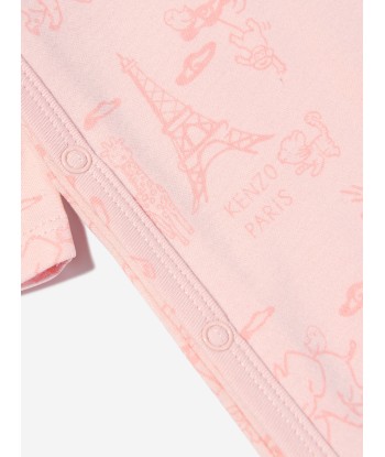 KENZO Baby Girls Organic Cotton Babygrow Set in Pink destockage