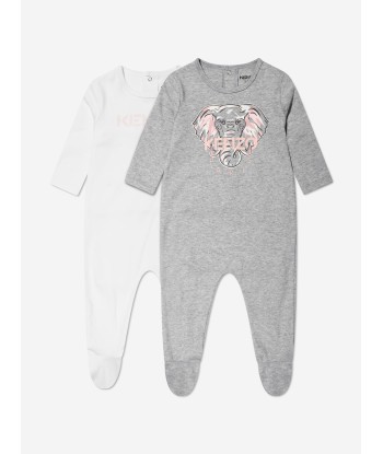 KENZO Baby Girl Organic Cotton 2 Piece Babygrow Set in Grey france