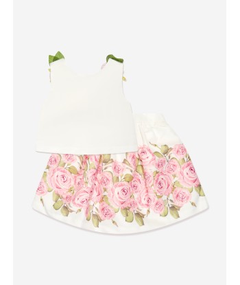 Mama Luma Girls Rose Blouse And Skirt Set in Ivory le des métaux précieux