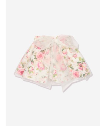 Mama Luma Girls Flower Skirt in White pas cher