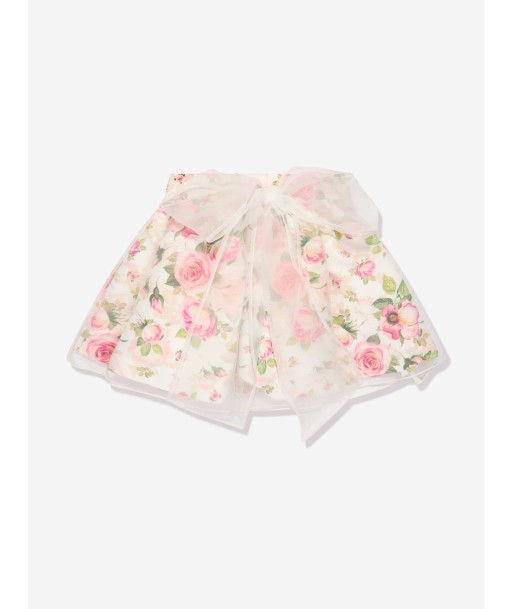 Mama Luma Girls Flower Skirt in White pas cher