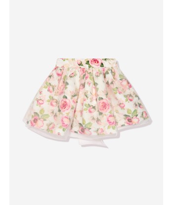 Mama Luma Girls Flower Skirt in White pas cher