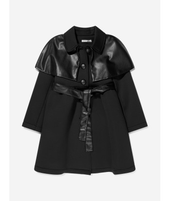 Mama Luma Girlst Faux Leather Detail Belted Coat pas cher