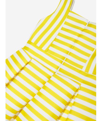 Mama Luma Girls Striped Dress in Yellow solde