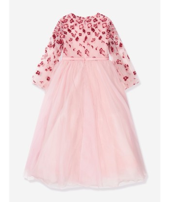 Marchesa Girls Flower Embroidered Tulle Gown in Pink Faites des économies