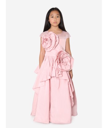 Marchesa Girls Rose Embellished Sculptural Taffeta Gown in Pink de France