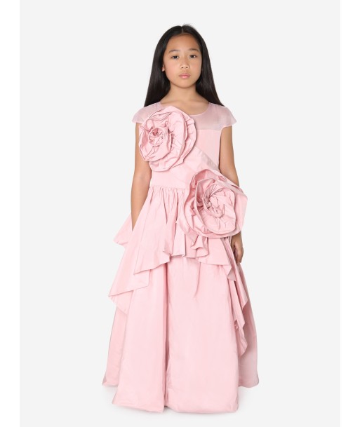 Marchesa Girls Rose Embellished Sculptural Taffeta Gown in Pink de France