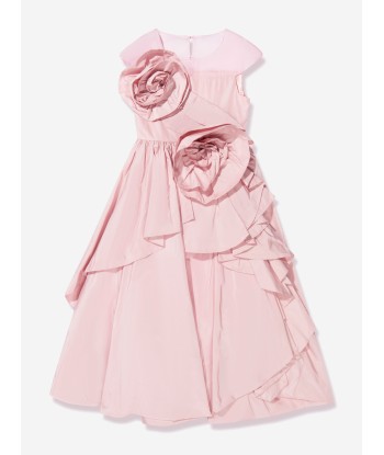 Marchesa Girls Rose Embellished Sculptural Taffeta Gown in Pink de France