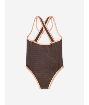 Michael Kors Girls Patterned Swimming Costume in Brown Faites des économies