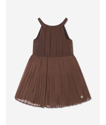 Michael Kors Girls Pleated Zebra Print Dress in Brown acheter en ligne