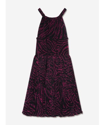 Michael Kors Girls Pleated Zebra Print Dress in Black Fin de série