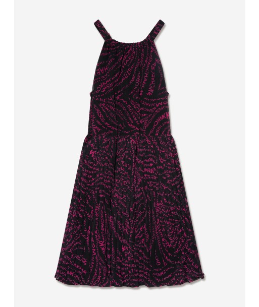 Michael Kors Girls Pleated Zebra Print Dress in Black Fin de série