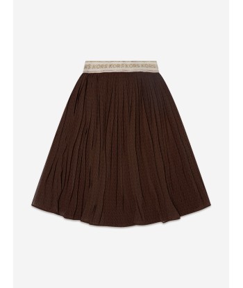 Michael Kors Girls Pleated Midi Skirt in Brown de pas cher