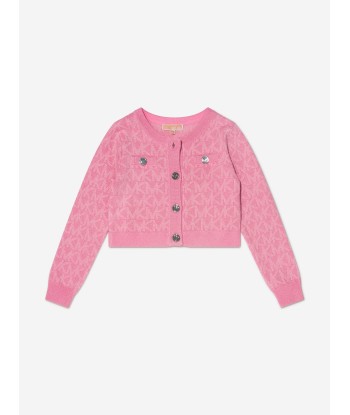 Michael Kors Girls Knitted Logo Cardigan in Pink de la marque