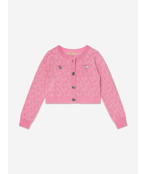 Michael Kors Girls Knitted Logo Cardigan in Pink de la marque