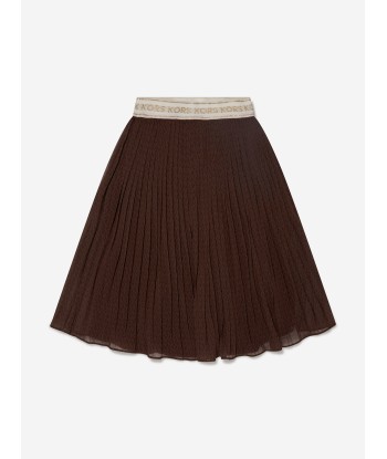 Michael Kors Girls Pleated Midi Skirt in Brown de pas cher